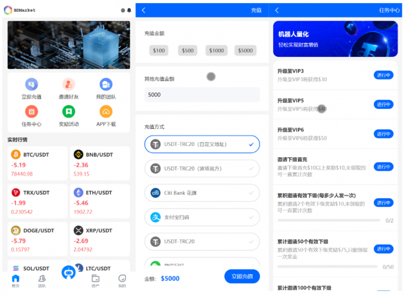 BDMarket多语言量化钱包投资理财源码/19种语言+3级分销+行情实时数据+谷歌验证器+完整代理/前端uniapp纯源码+后端php-优凯源码网-免费PHP网站源码模板,插件代码开源分享平台!